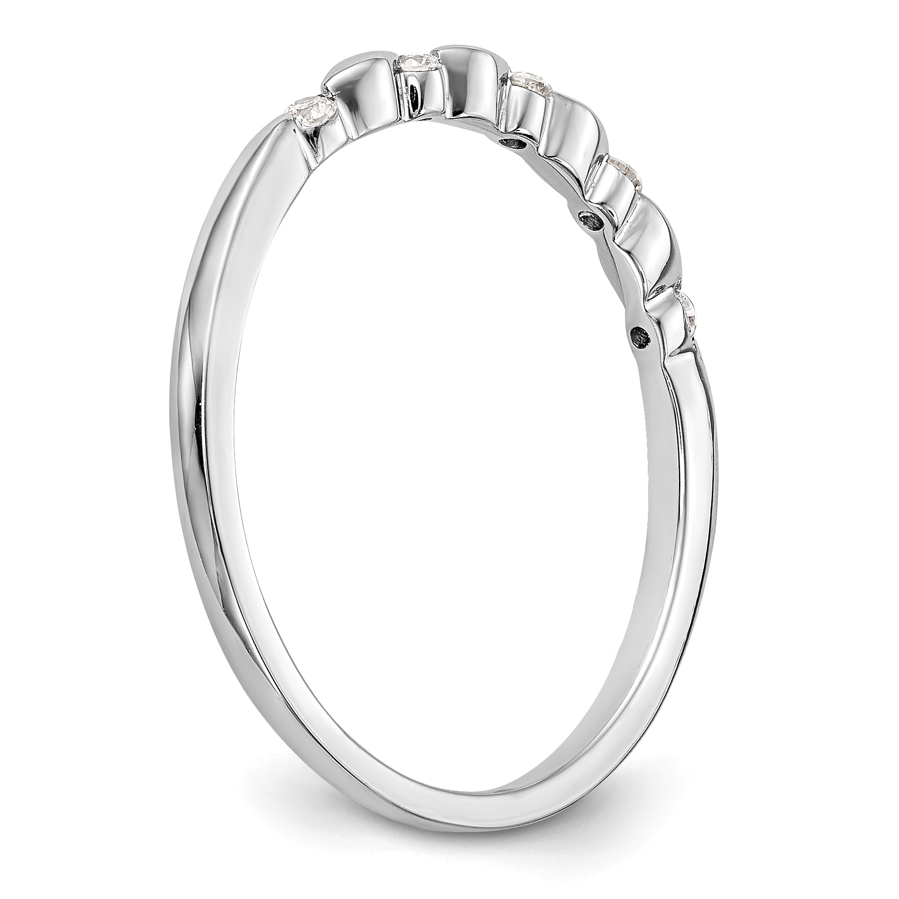 0.08ct. CZ Solid Real 14K White Gold Wedding Band Ring