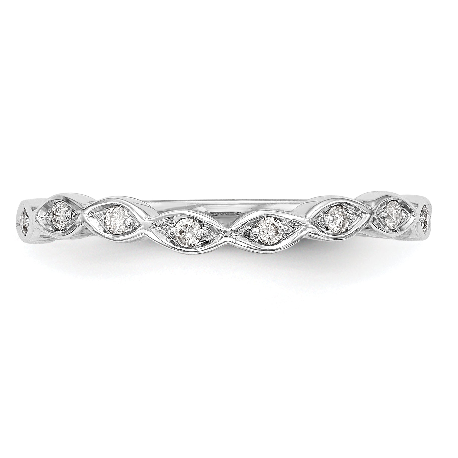 0.08ct. CZ Solid Real 14K White Gold Wedding Band Ring