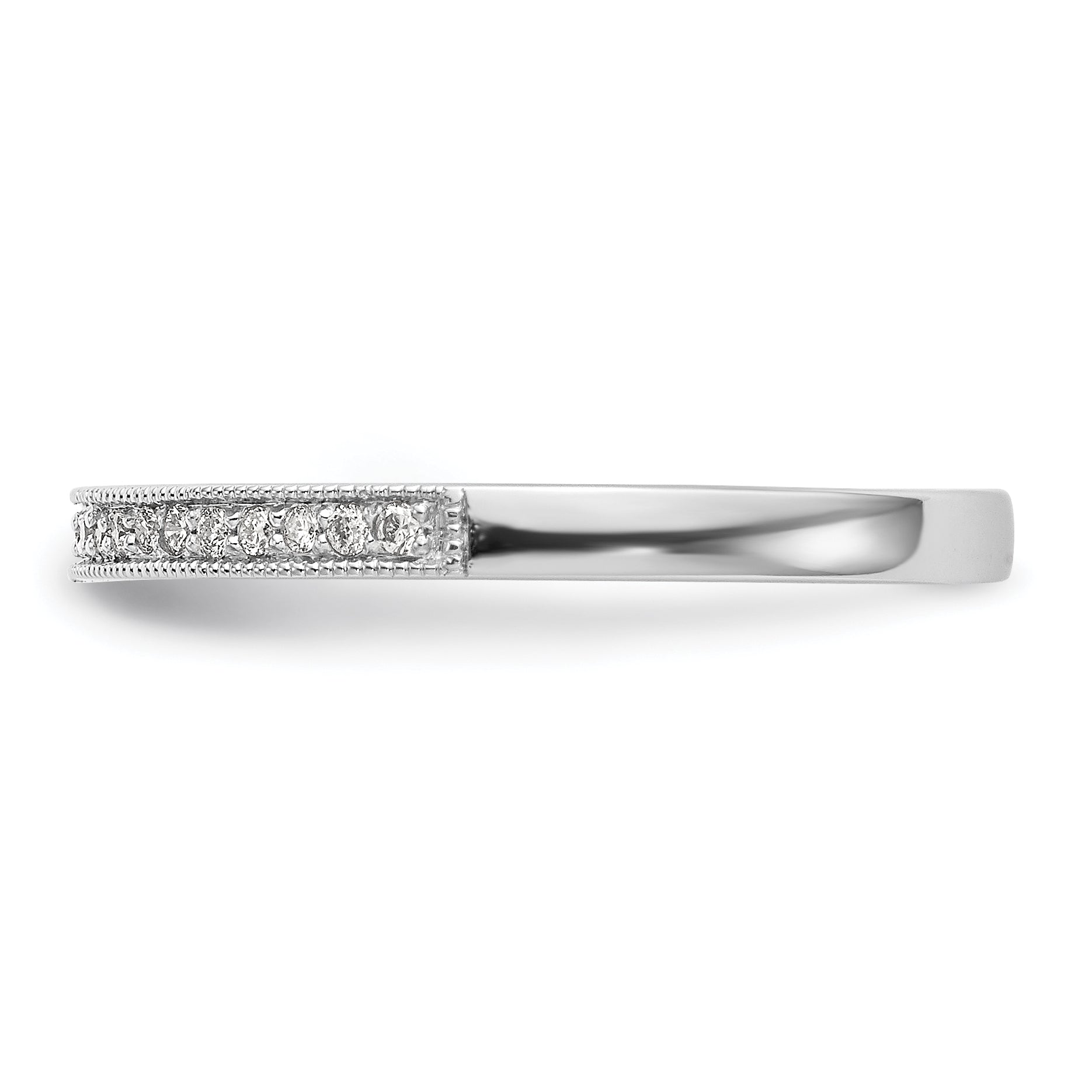 0.09ct. CZ Solid Real 14K White Gold Wedding Band Ring