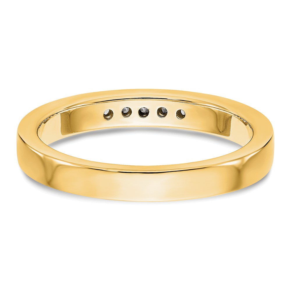 0.09ct. CZ Solid Real 14K Yellow Gold 5-Stone Channel Wedding Band Ring