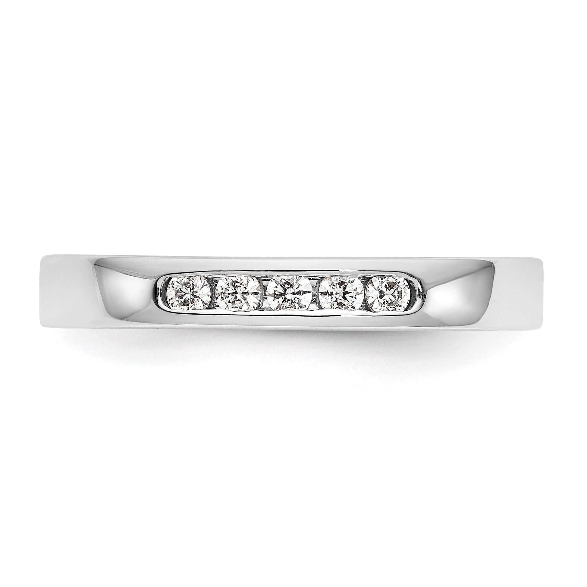 0.14ct. CZ Solid Real 14K White Gold 5-1.9mm Stone Channel Wedding Band Ring