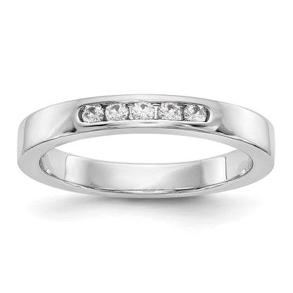 0.14ct. CZ Solid Real 14K White Gold 5-1.9mm Stone Channel Wedding Band Ring