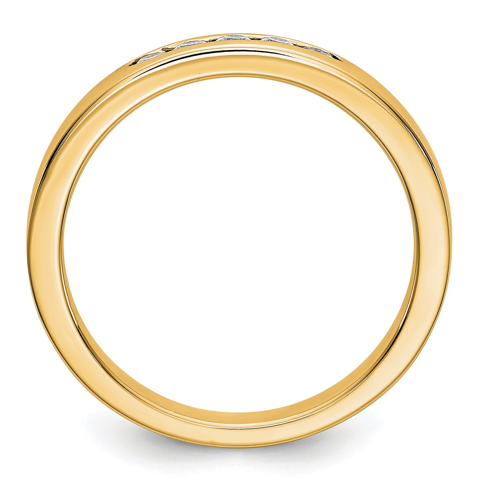 0.14ct. CZ Solid Real 14K Yellow Gold 5-1.9mm Stone Channel Wedding Band Ring