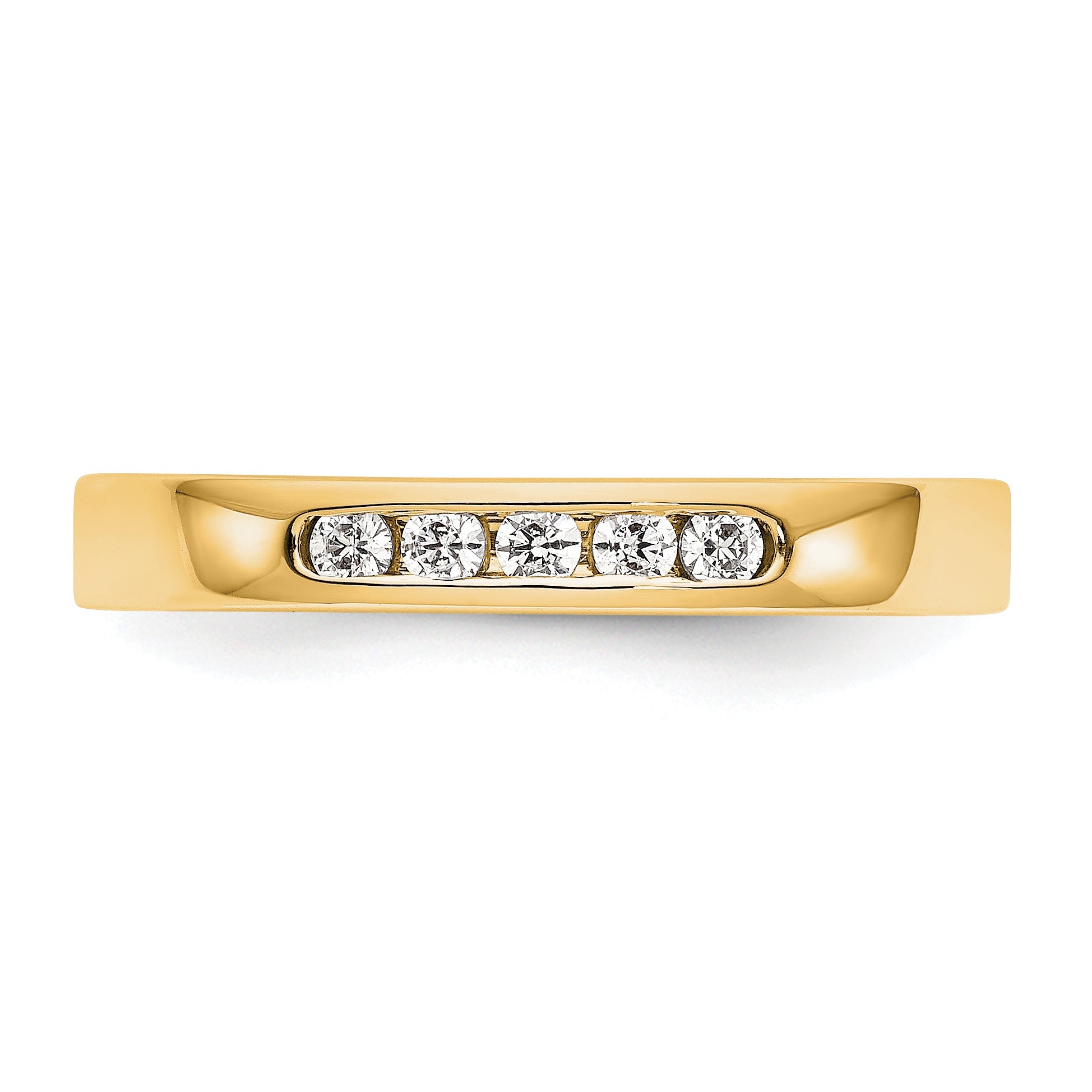0.14ct. CZ Solid Real 14K Yellow Gold 5-1.9mm Stone Channel Wedding Band Ring