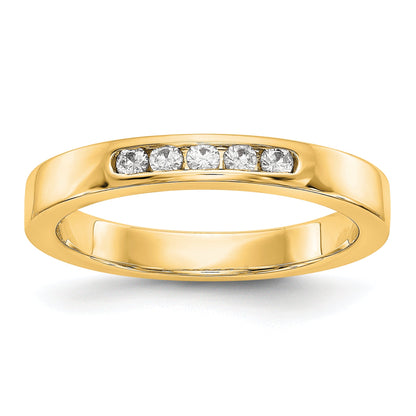 0.14ct. CZ Solid Real 14K Yellow Gold 5-1.9mm Stone Channel Wedding Band Ring