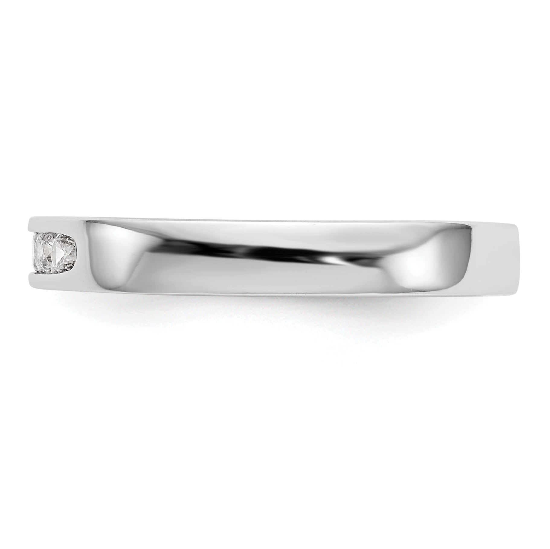 0.20ct. CZ Solid Real 14K White Gold 5-2.1mm Stone Channel Wedding Band Ring