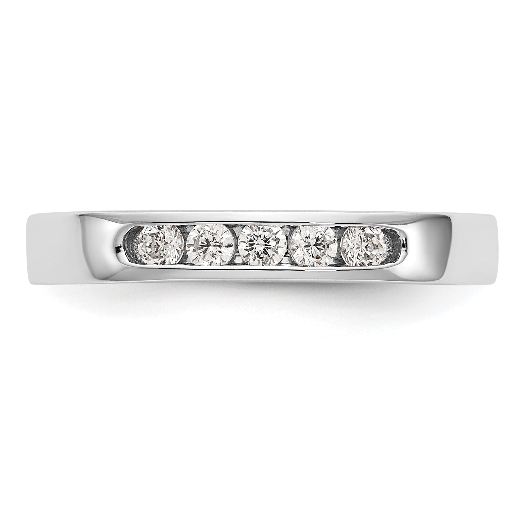 0.20ct. CZ Solid Real 14K White Gold 5-2.1mm Stone Channel Wedding Band Ring