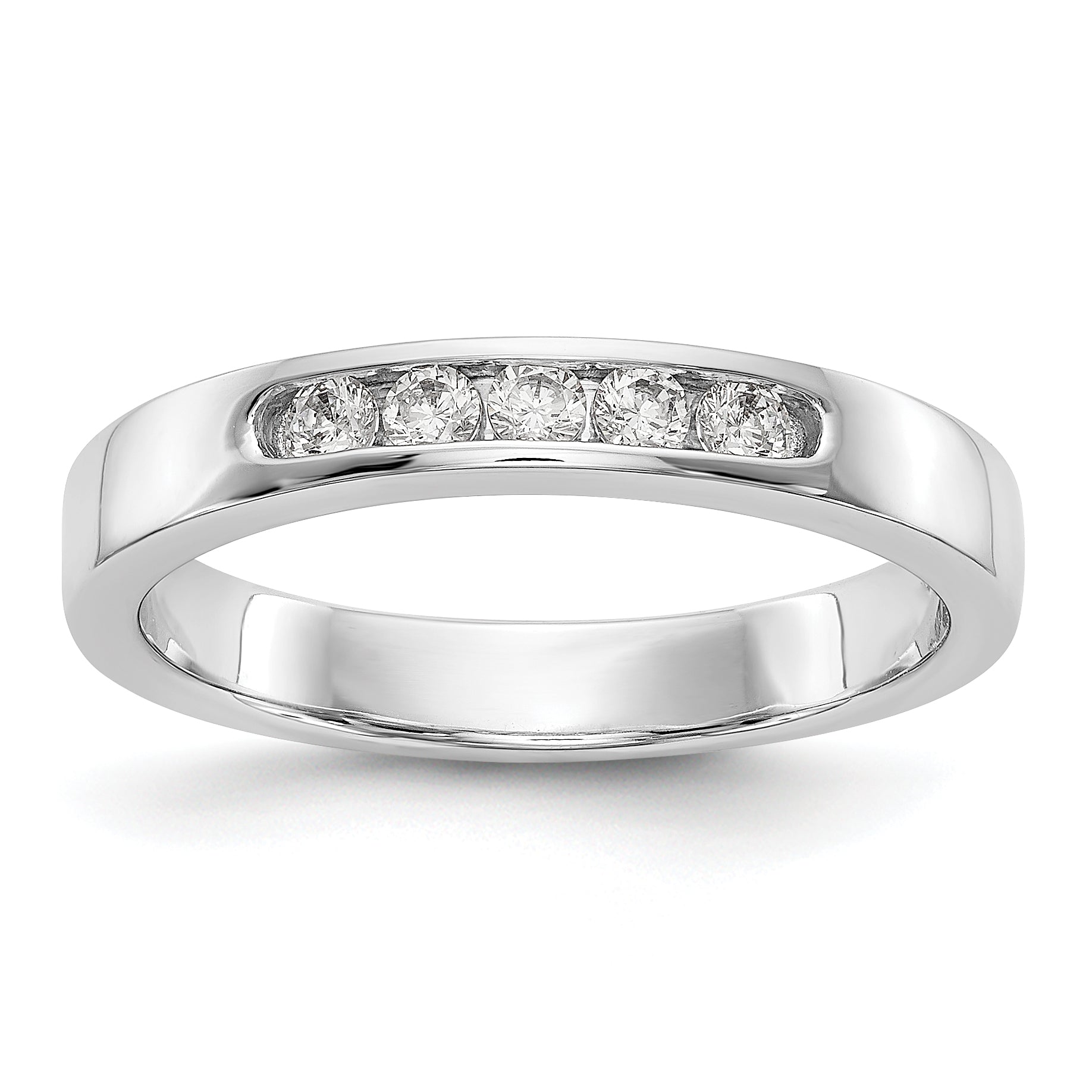 0.20ct. CZ Solid Real 14K White Gold 5-2.1mm Stone Channel Wedding Band Ring