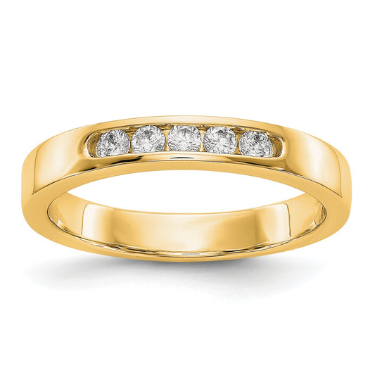 0.20ct. CZ Solid Real 14K Yellow Gold 5-2.1mm Stone Channel Wedding Band Ring