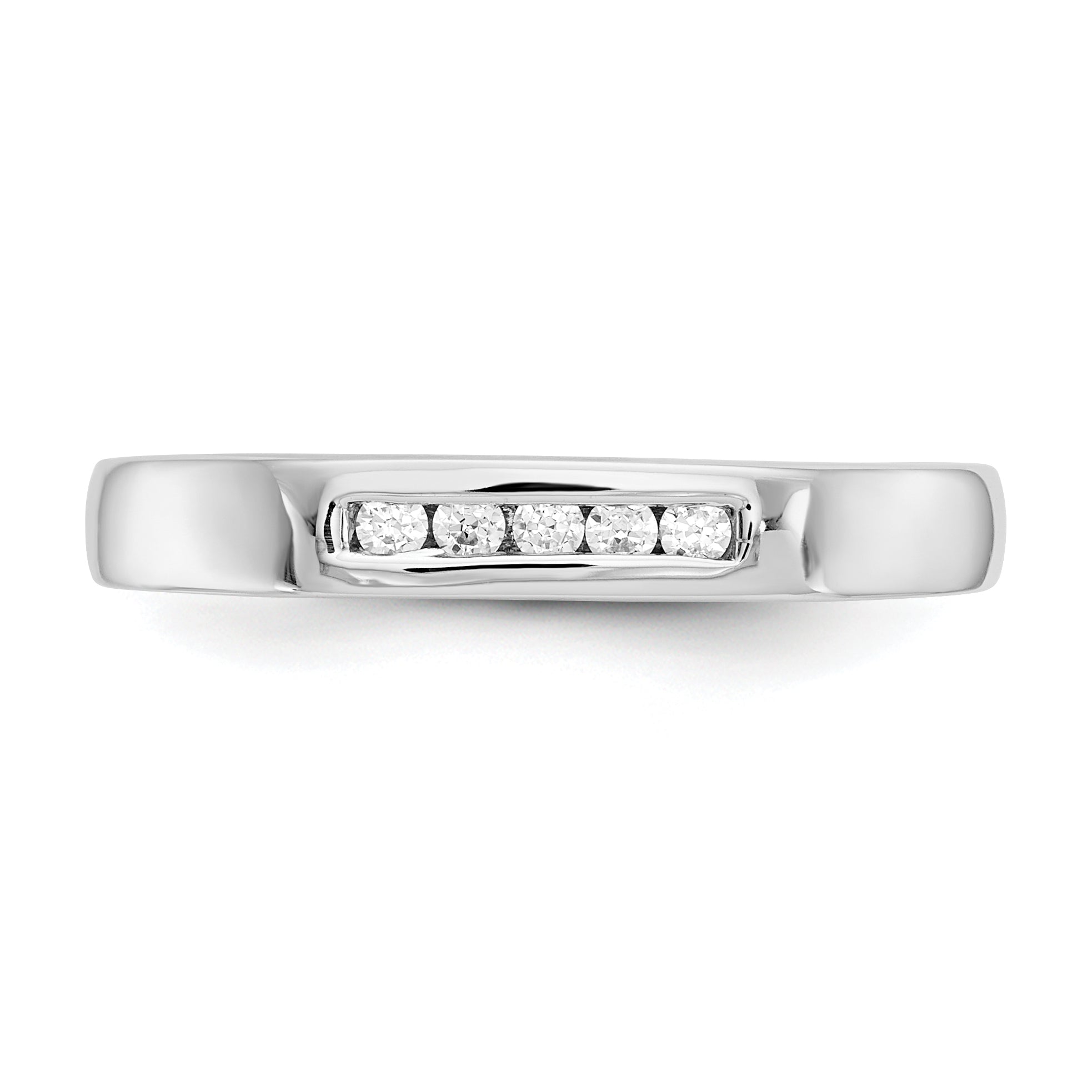 0.09ct. CZ Solid Real 14K White Gold 5-Stone Channel Wedding Band Ring