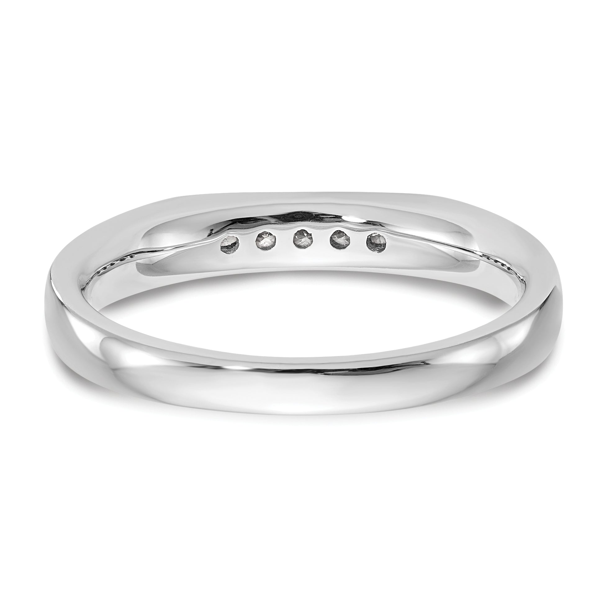 0.09ct. CZ Solid Real 14K White Gold 5-Stone Channel Wedding Band Ring