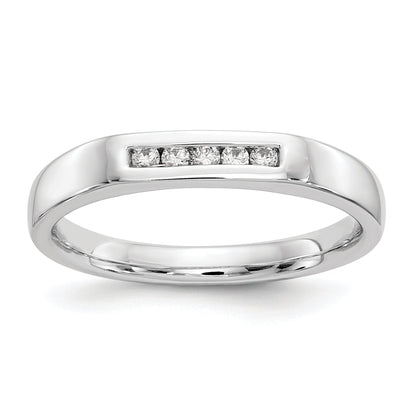 0.09ct. CZ Solid Real 14K White Gold 5-Stone Channel Wedding Band Ring
