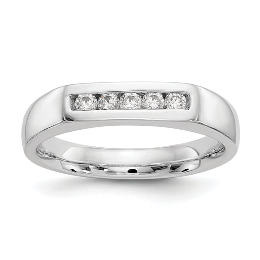 0.20ct. CZ Solid Real 14K White Gold 5-Stone Channel Wedding Band Ring