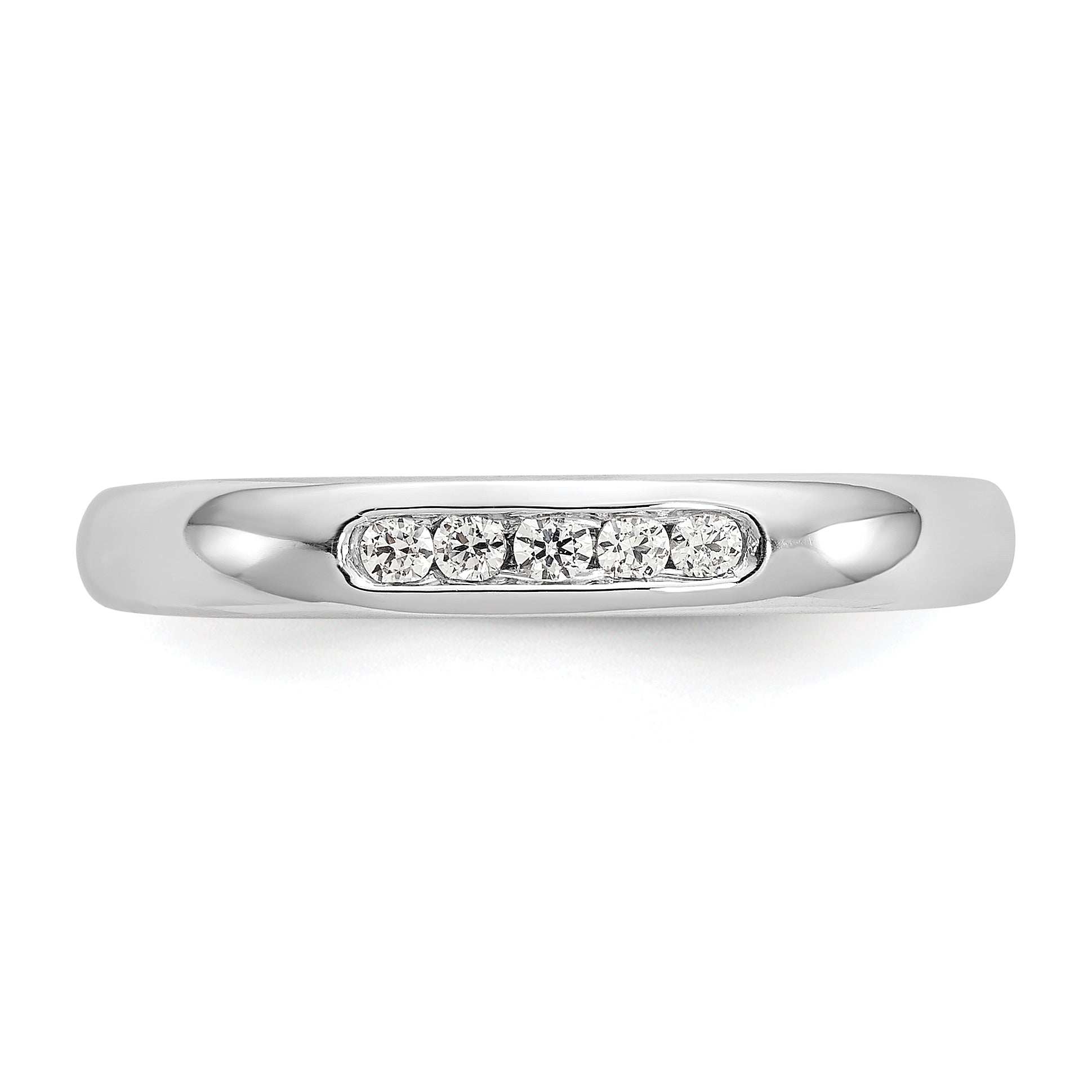 0.09ct. CZ Solid Real 14K White Gold 5-Stone Channel Wedding Band Ring