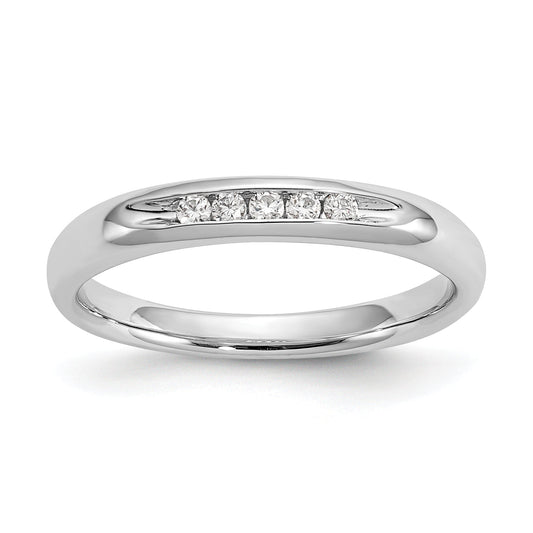 0.09ct. CZ Solid Real 14K White Gold 5-Stone Channel Wedding Band Ring