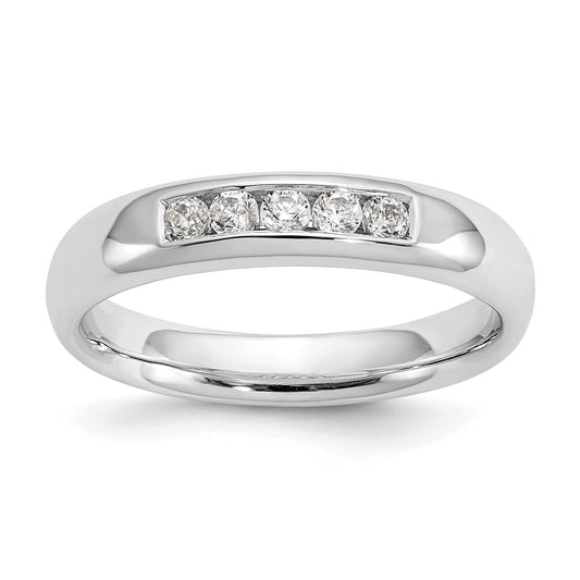 0.20ct. CZ Solid Real 14K White Gold 5-Stone Channel Wedding Band Ring