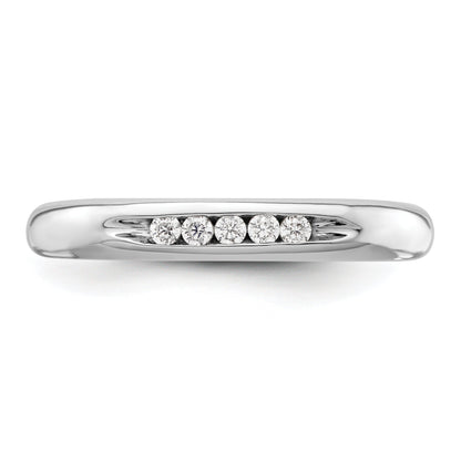 0.10ct. CZ Solid Real 14K White Gold 5-Stone Channel Wedding Band Ring
