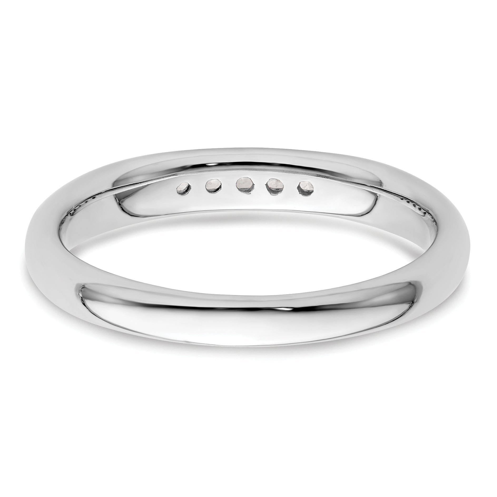 0.10ct. CZ Solid Real 14K White Gold 5-Stone Channel Wedding Band Ring