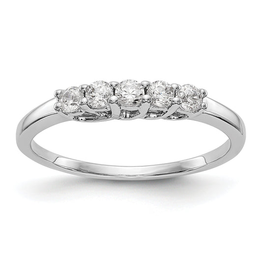 0.25ct. CZ Solid Real 14K White Gold 5-Stone Wedding Band Ring