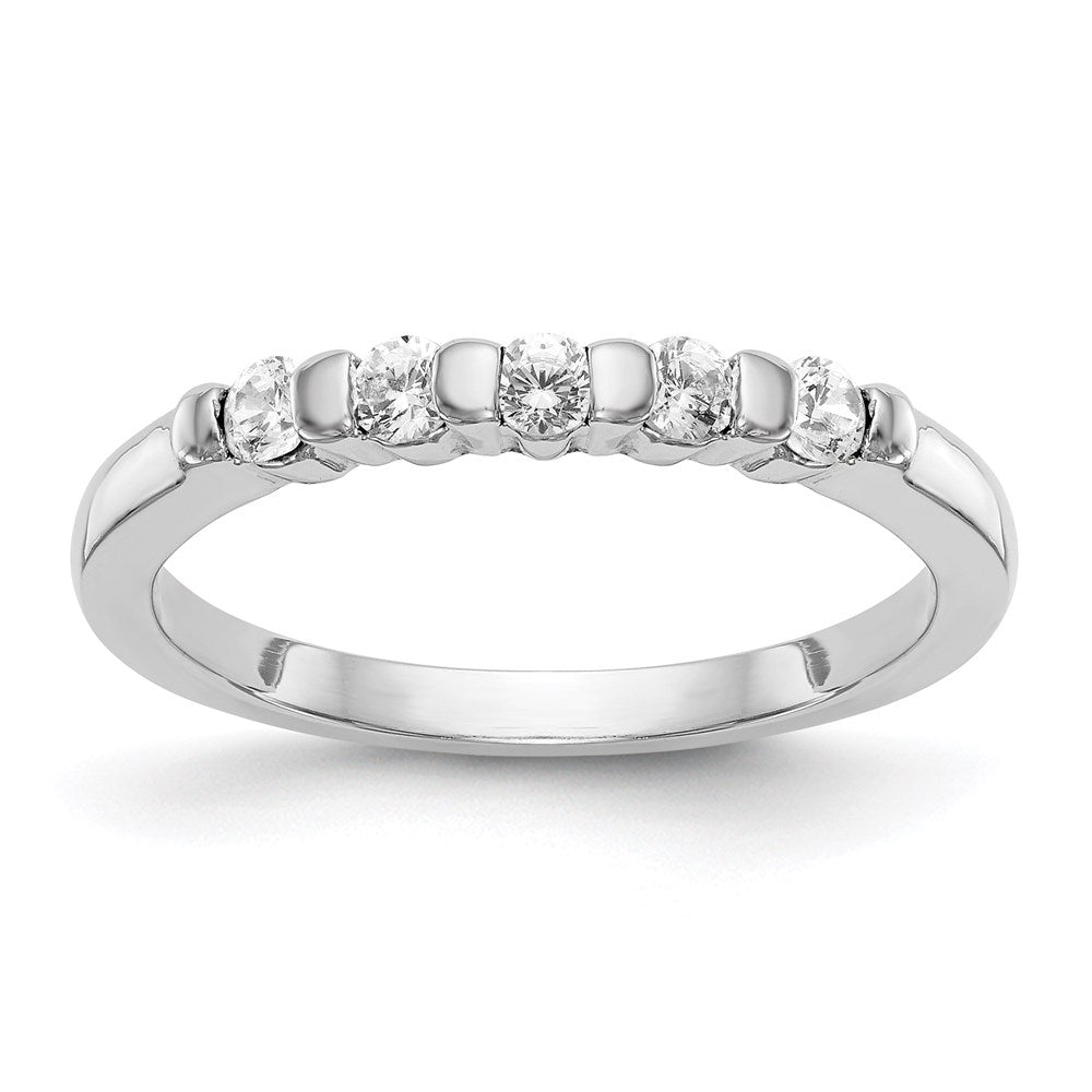 14k white gold 5 stone real diamond band x9029