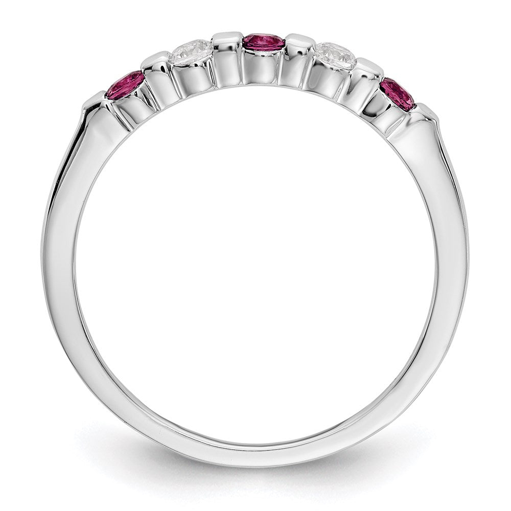 14k White Gold Real Diamond w/Ruby Band