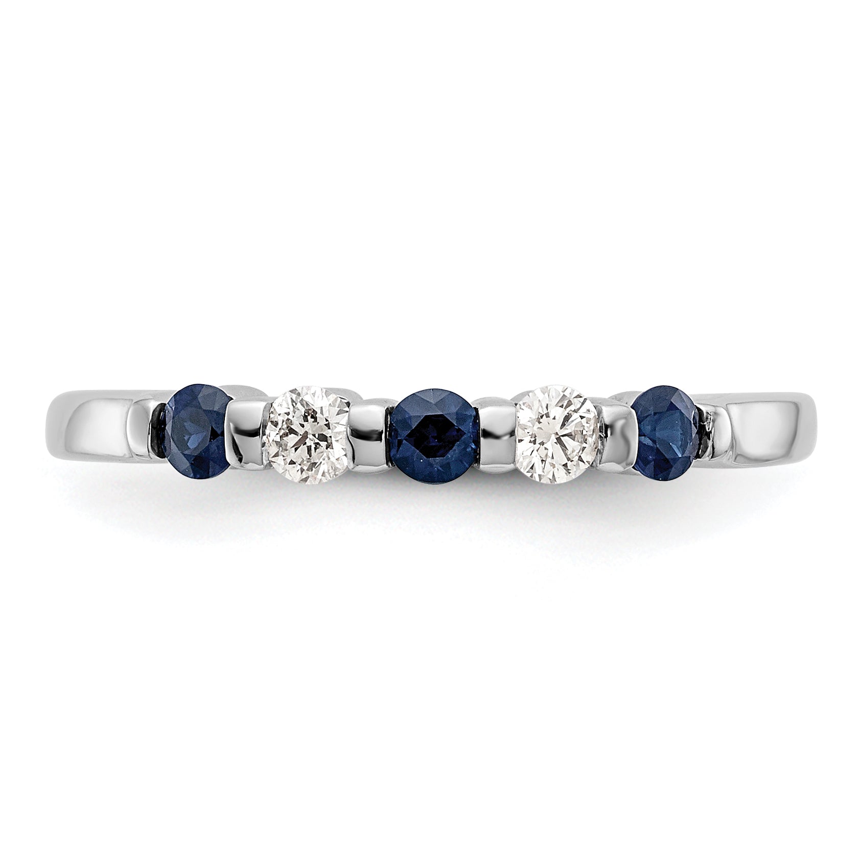 Solid 14k White Gold Simulated CZ w/Simulated Sapphire Band