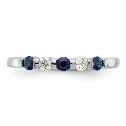 Solid 14k White Gold Simulated CZ w/Simulated Sapphire Band