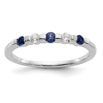 Solid 14k White Gold Simulated CZ w/Simulated Sapphire Band