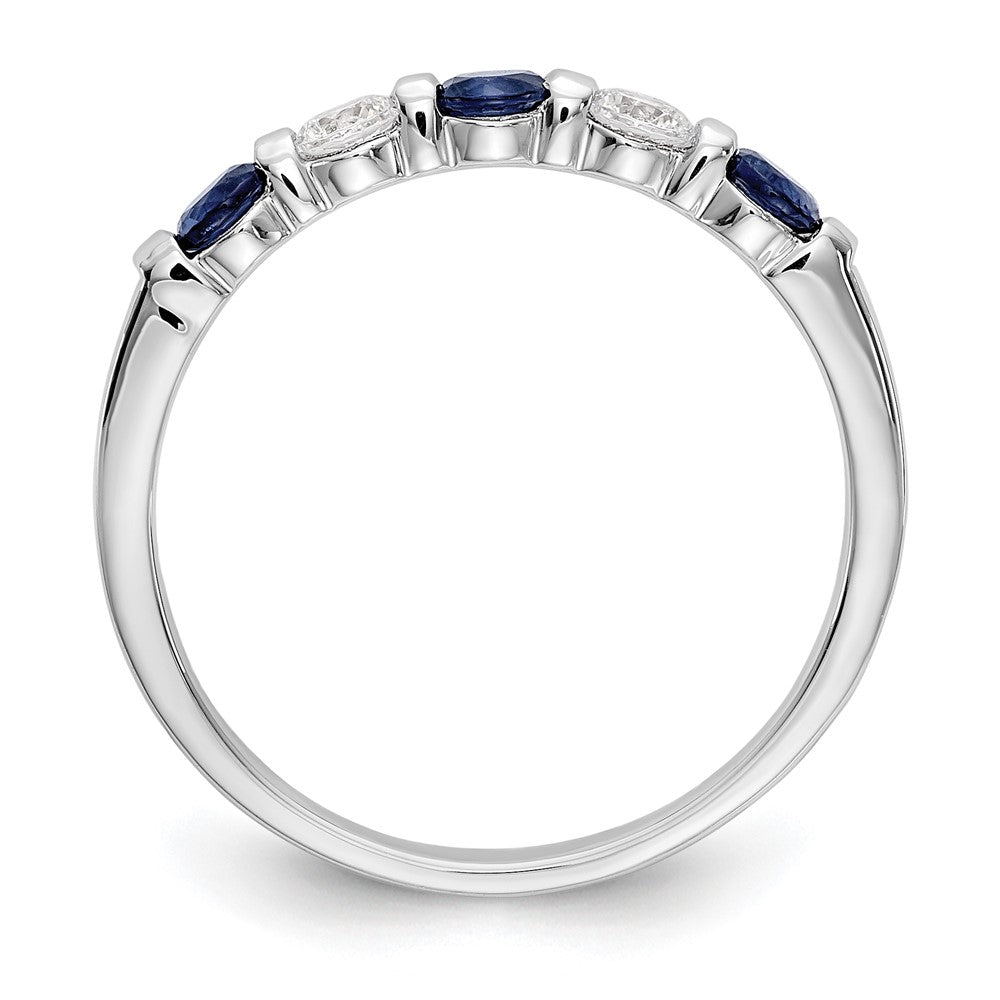 Solid 14k White Gold Simulated CZ w/Simulated Sapphire Band