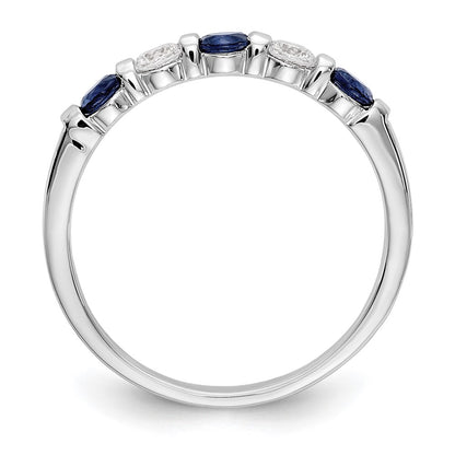 14k White Gold 2.9mm Sapphire AA Real Diamond Anniversary Band