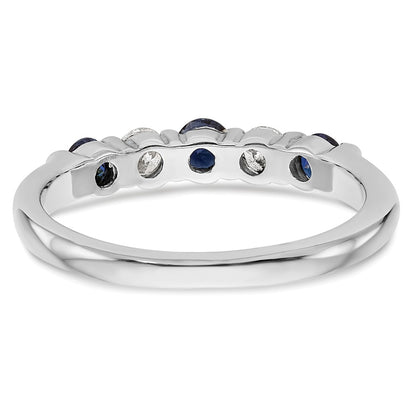 Solid 14k White Gold Simulated CZ w/Simulated Sapphire Band