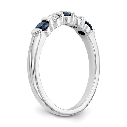 Solid 14k White Gold Simulated CZ w/Simulated Sapphire Band