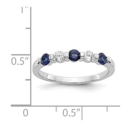 Solid 14k White Gold Simulated CZ w/Simulated Sapphire Band