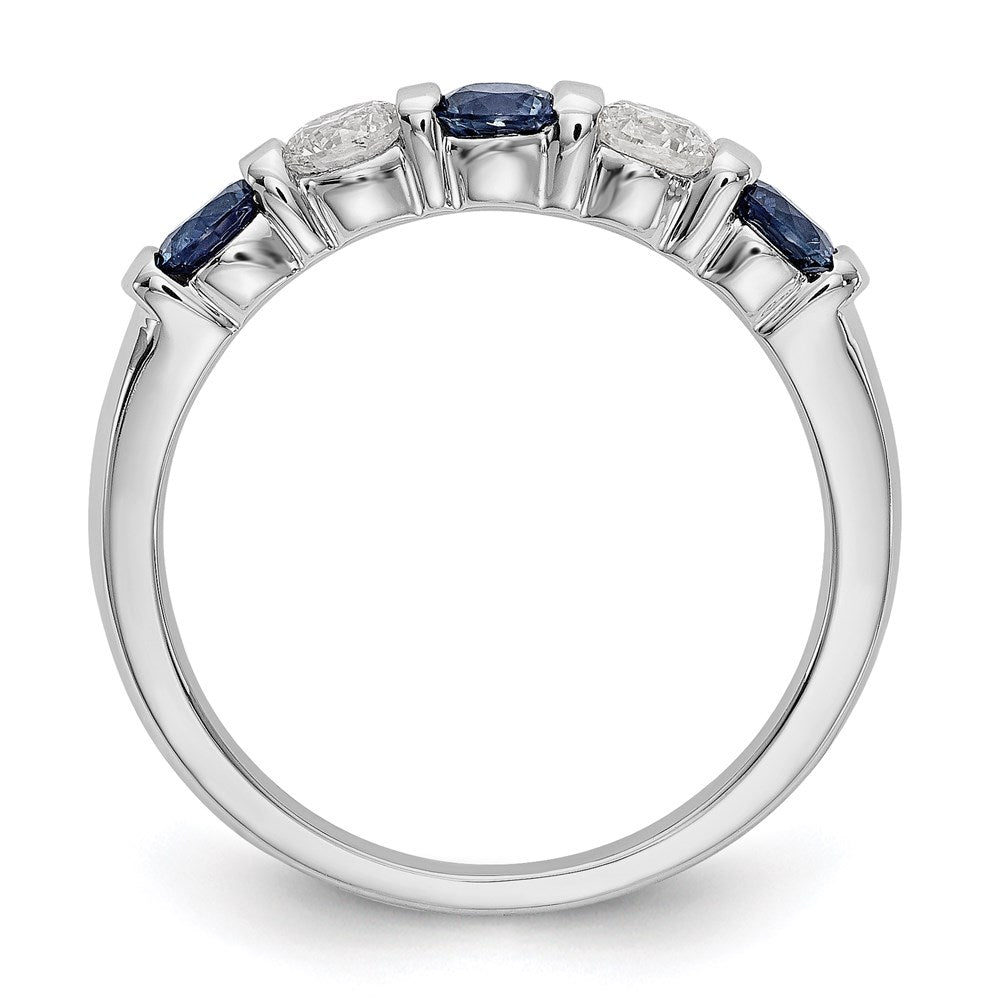 14k White Gold Real Diamond w/Sapphire Band