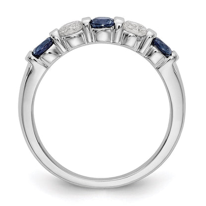 14k White Gold Real Diamond w/Sapphire Band