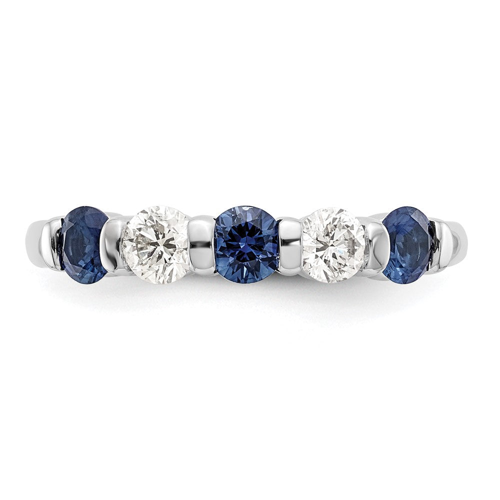 Solid 14k White Gold Simulated CZ w/Simulated Sapphire Band