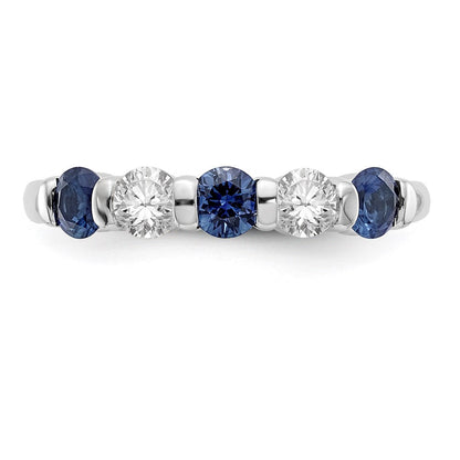 14k White Gold Real Diamond w/Sapphire Band