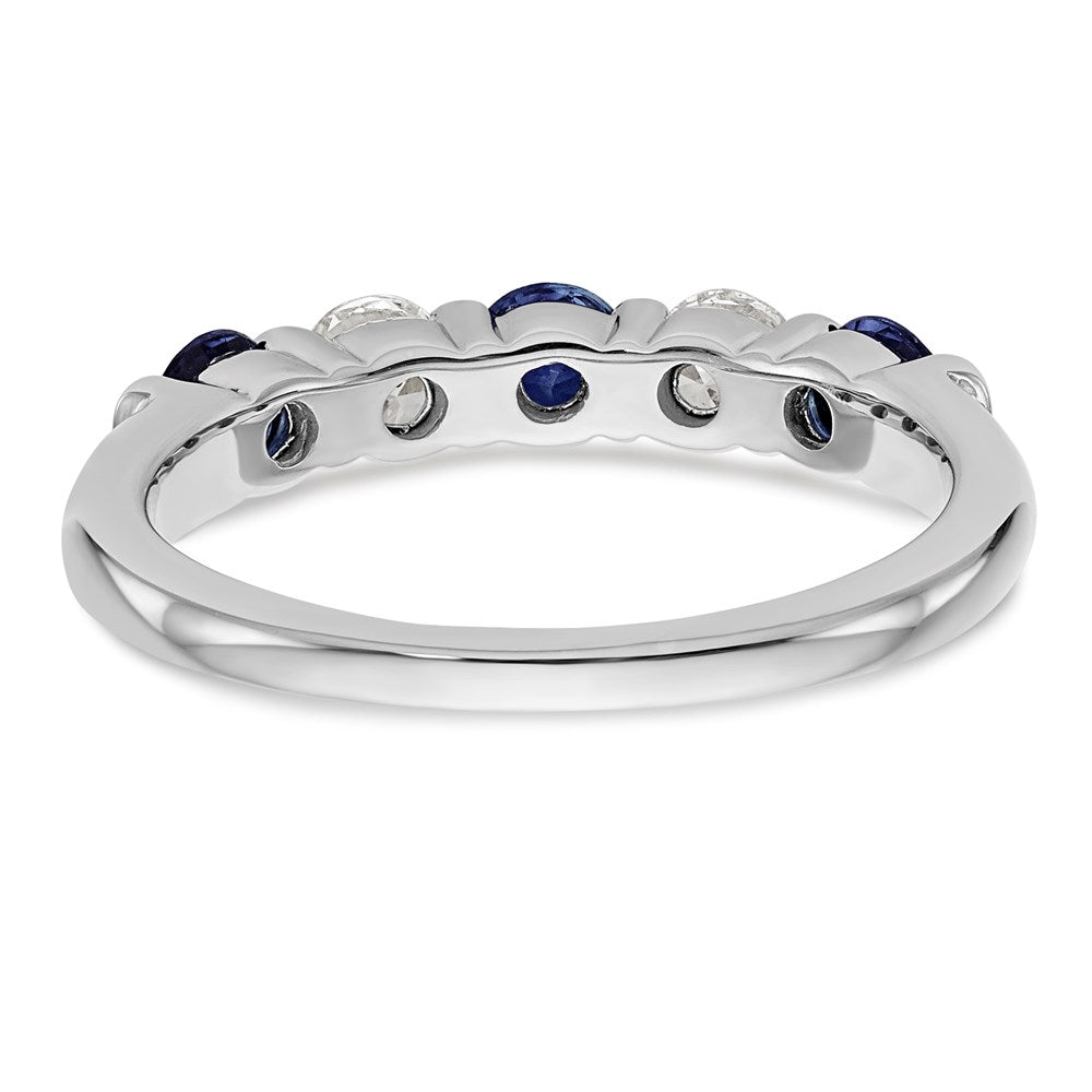 14k White Gold Real Diamond w/Sapphire Band