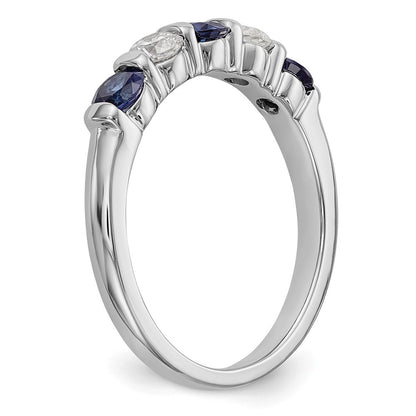 Solid 14k White Gold Simulated CZ w/Simulated Sapphire Band