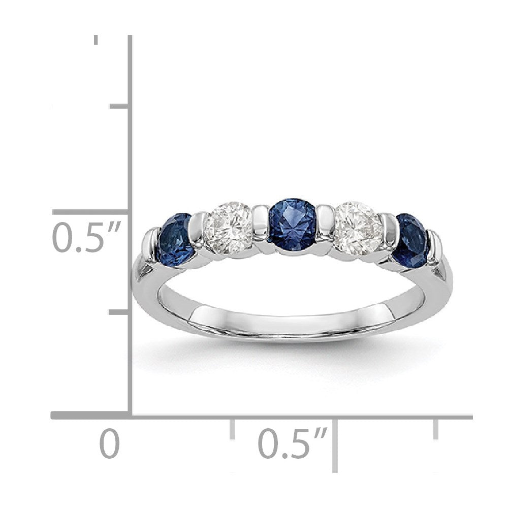 Solid 14k White Gold Simulated CZ w/Simulated Sapphire Band