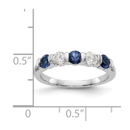 Solid 14k White Gold Simulated CZ w/Simulated Sapphire Band