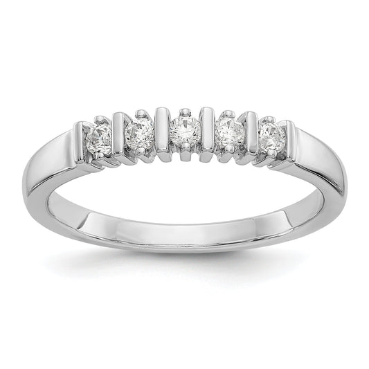 0.25ct. CZ Solid Real 14K White Gold 5-Stone Wedding Band Ring