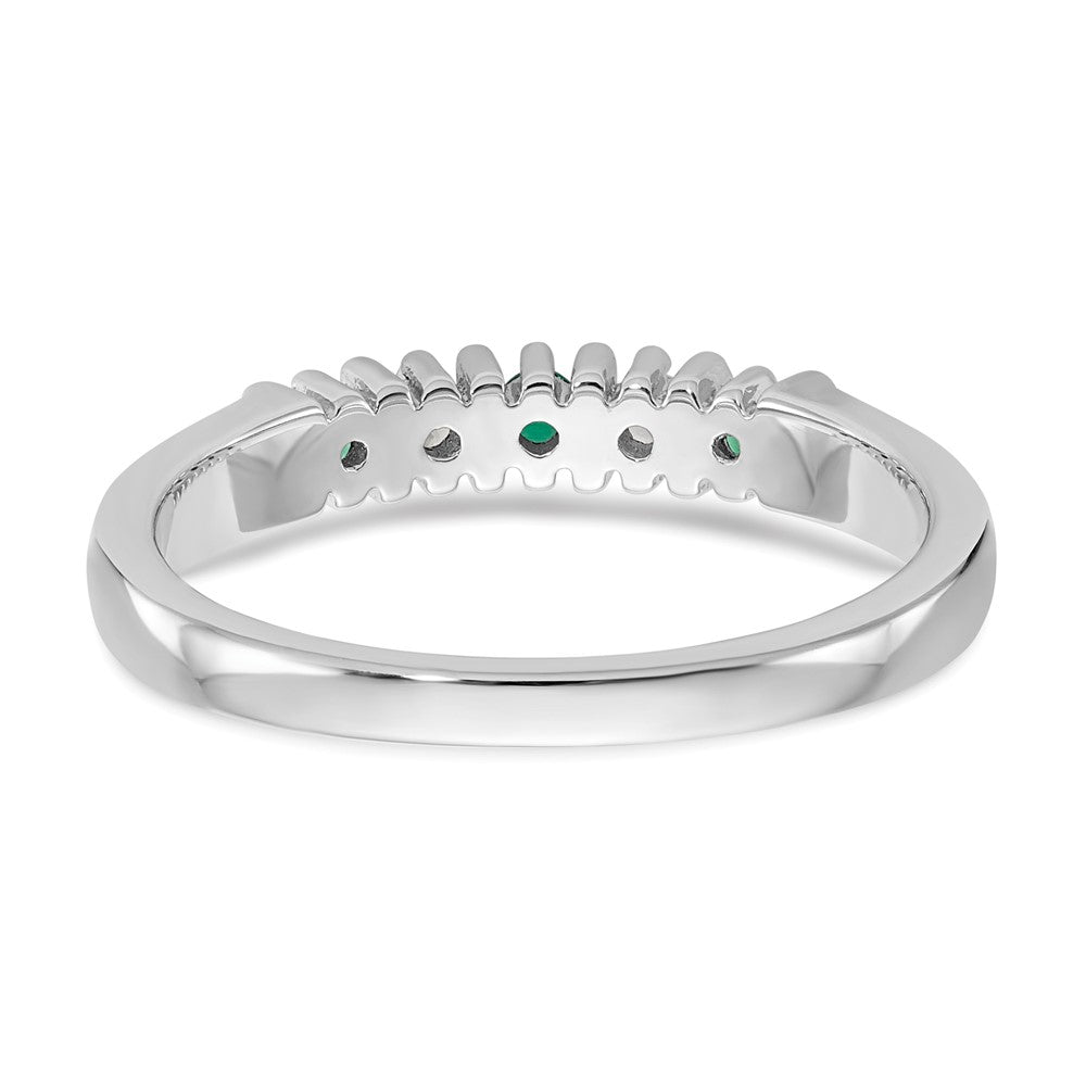 Solid 14k White Gold Simulated CZ w/Simulated Emerald Band
