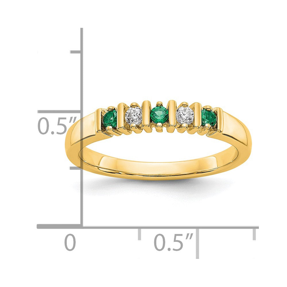 Solid 14k Yellow Gold Simulated CZ w/Simulated Emerald Band
