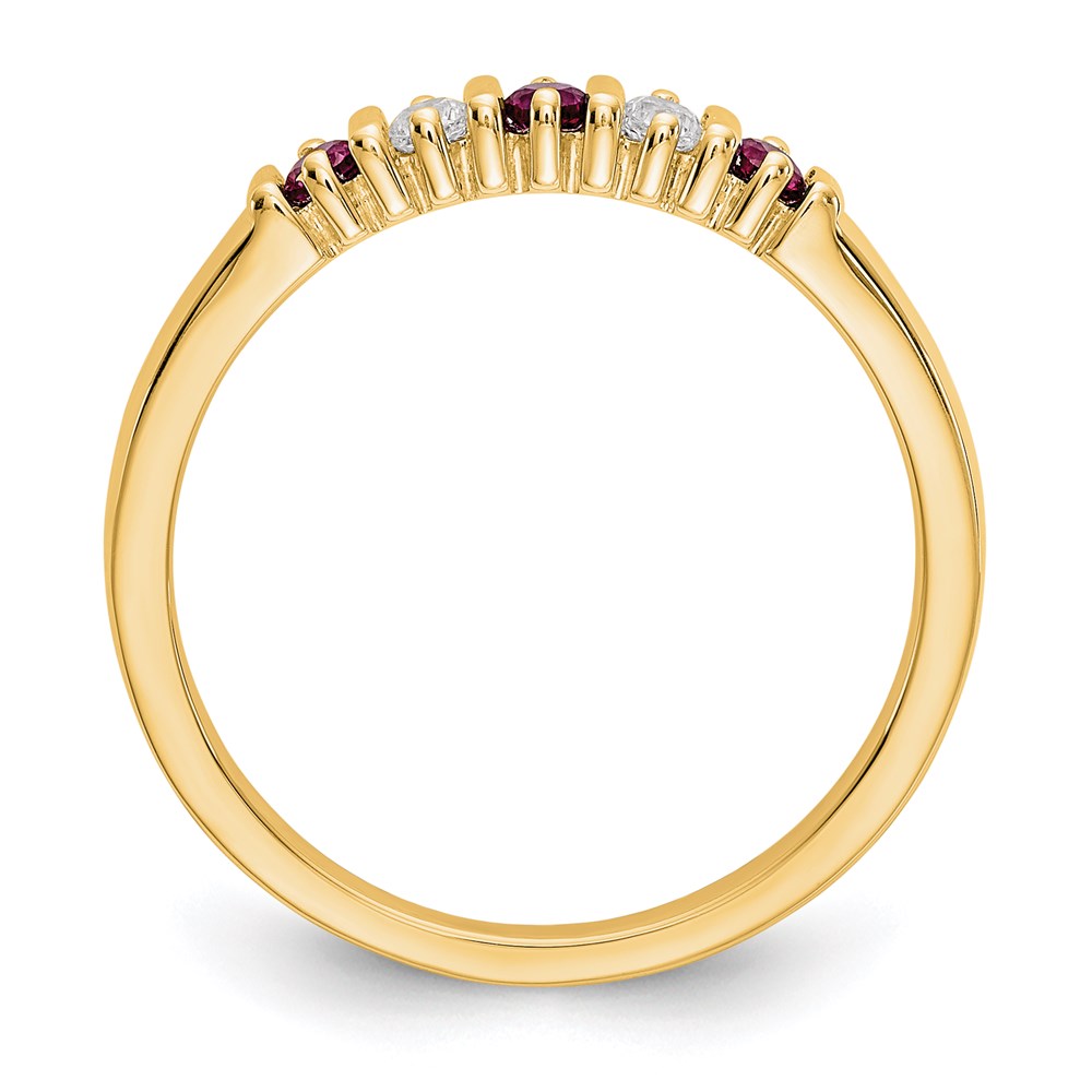 14k Yellow Gold Real Diamond w/Ruby Band
