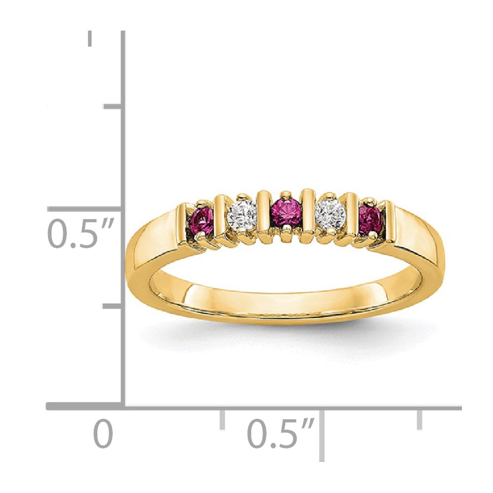 14k Yellow Gold Real Diamond w/Ruby Band