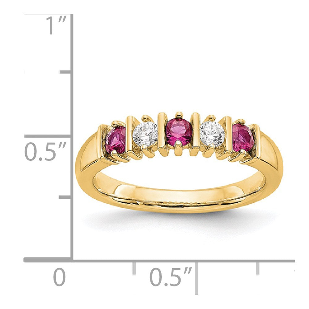 14k Yellow Gold Real Diamond w/Ruby Band