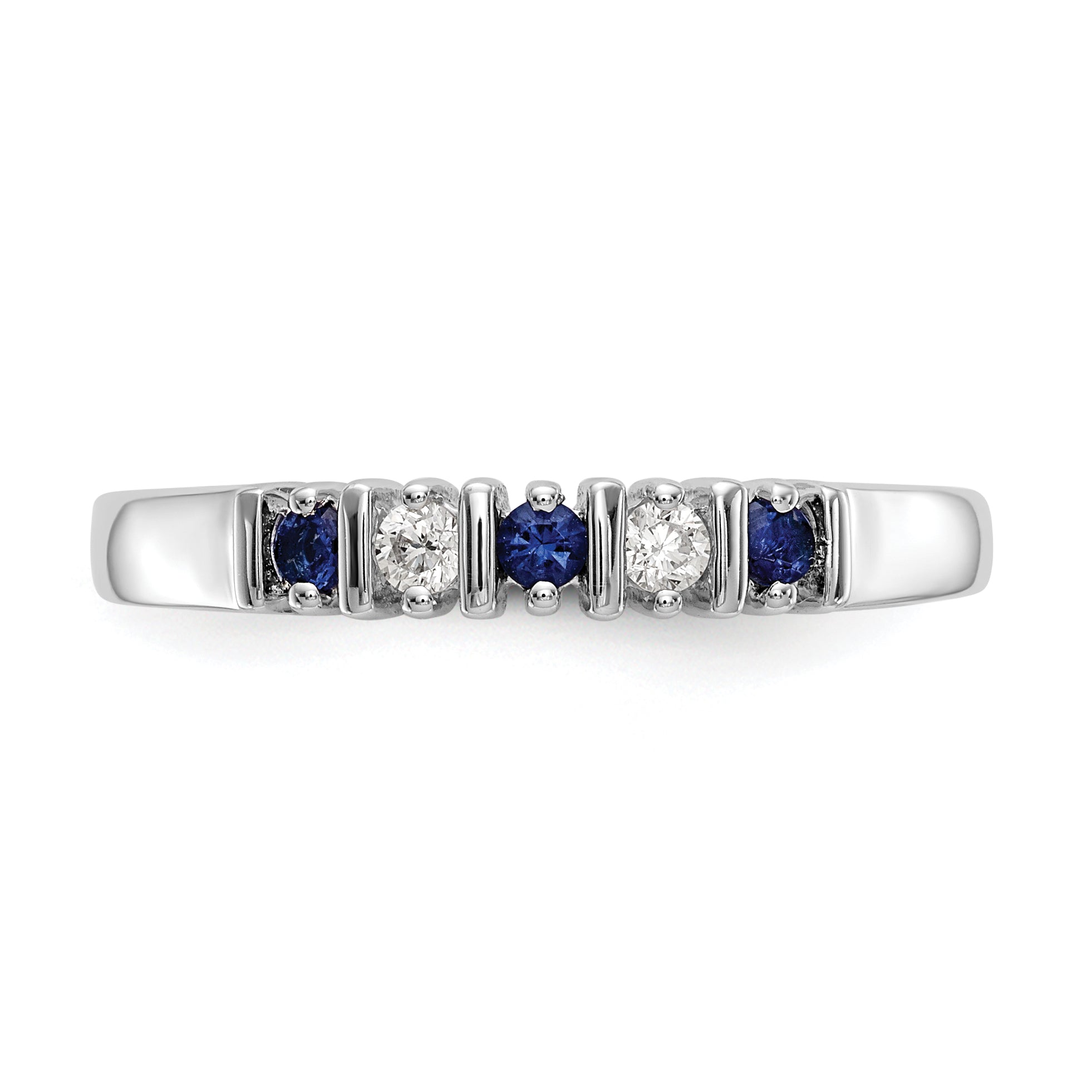 Solid 14k White Gold Simulated CZ w/Simulated Sapphire Band