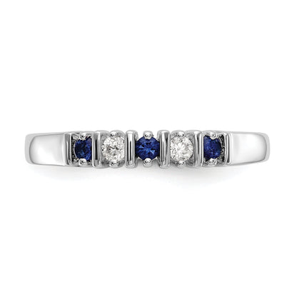 Solid 14k White Gold Simulated CZ w/Simulated Sapphire Band