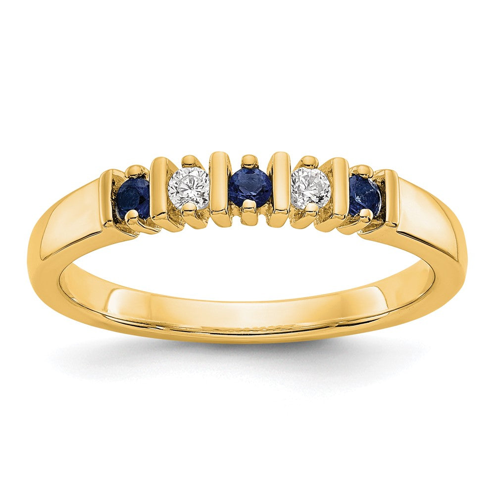 Solid 14k Yellow Gold Simulated CZ w/Simulated Sapphire Band